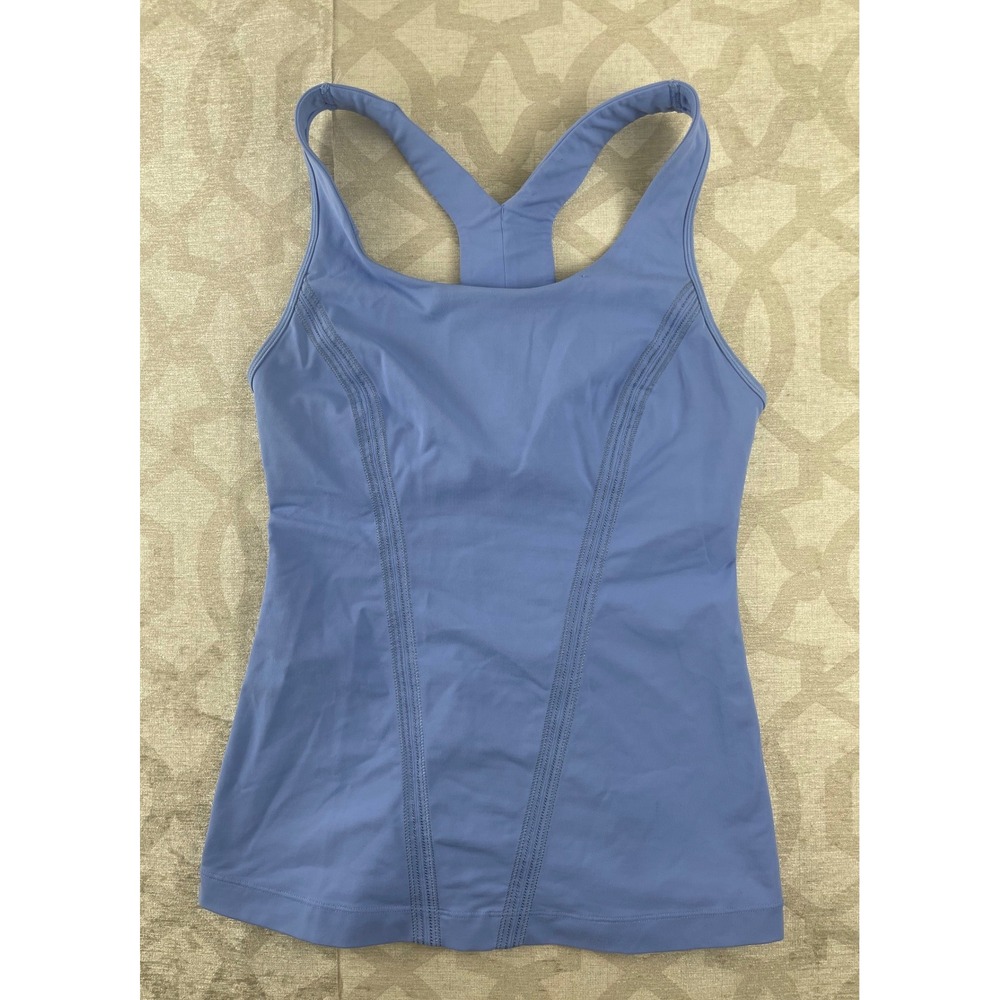 Lululemon Periwinkle Blue Racerback Tank Top Built-in Shelf‎ Bra Ladder Stitch - Picture 6 of 8